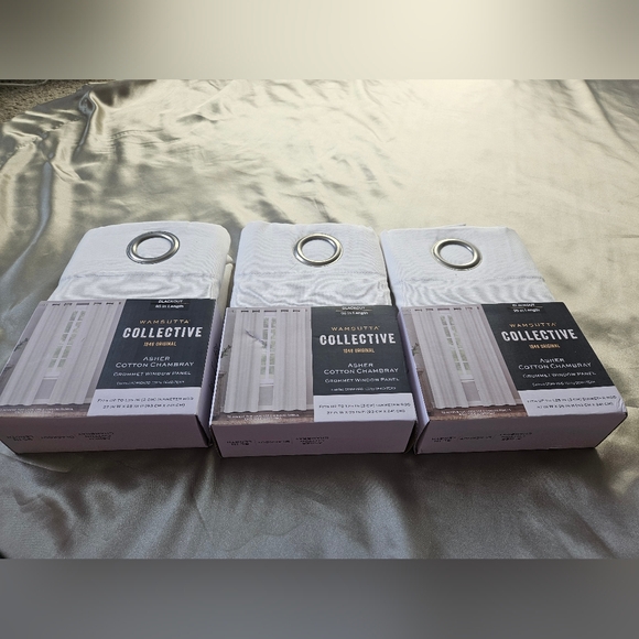 Wamsutta Gray Cotton BlackOut Window Panel Bundle Of 3